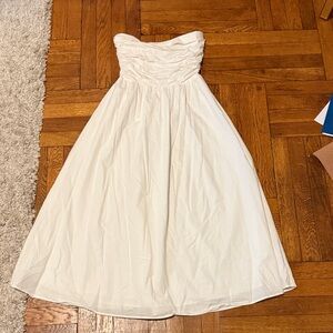 Wayf White Strapless Midi Dress
